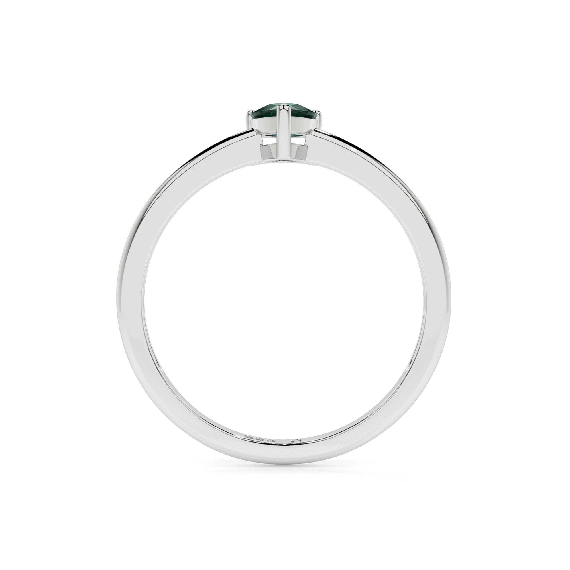 green tourmaline pear cut stackable prong-set ring