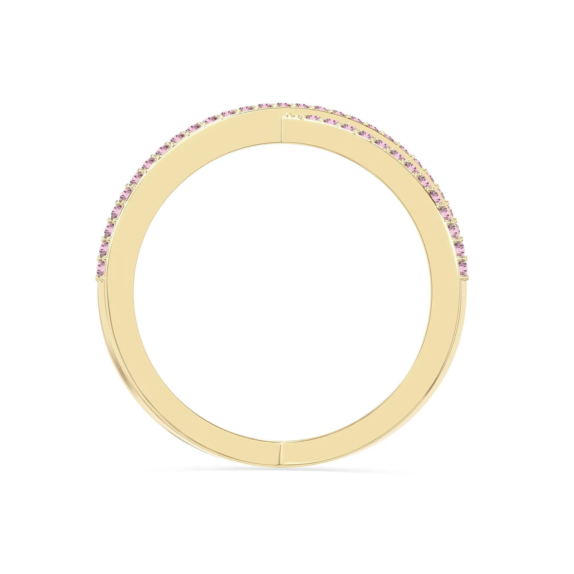 natural pink tourmaline criss cross band rings in yellow gold vermeil