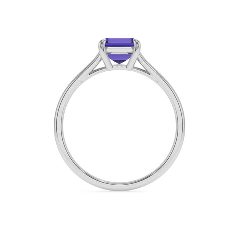 lab grown tanzanite emerald solitaire engagement ring