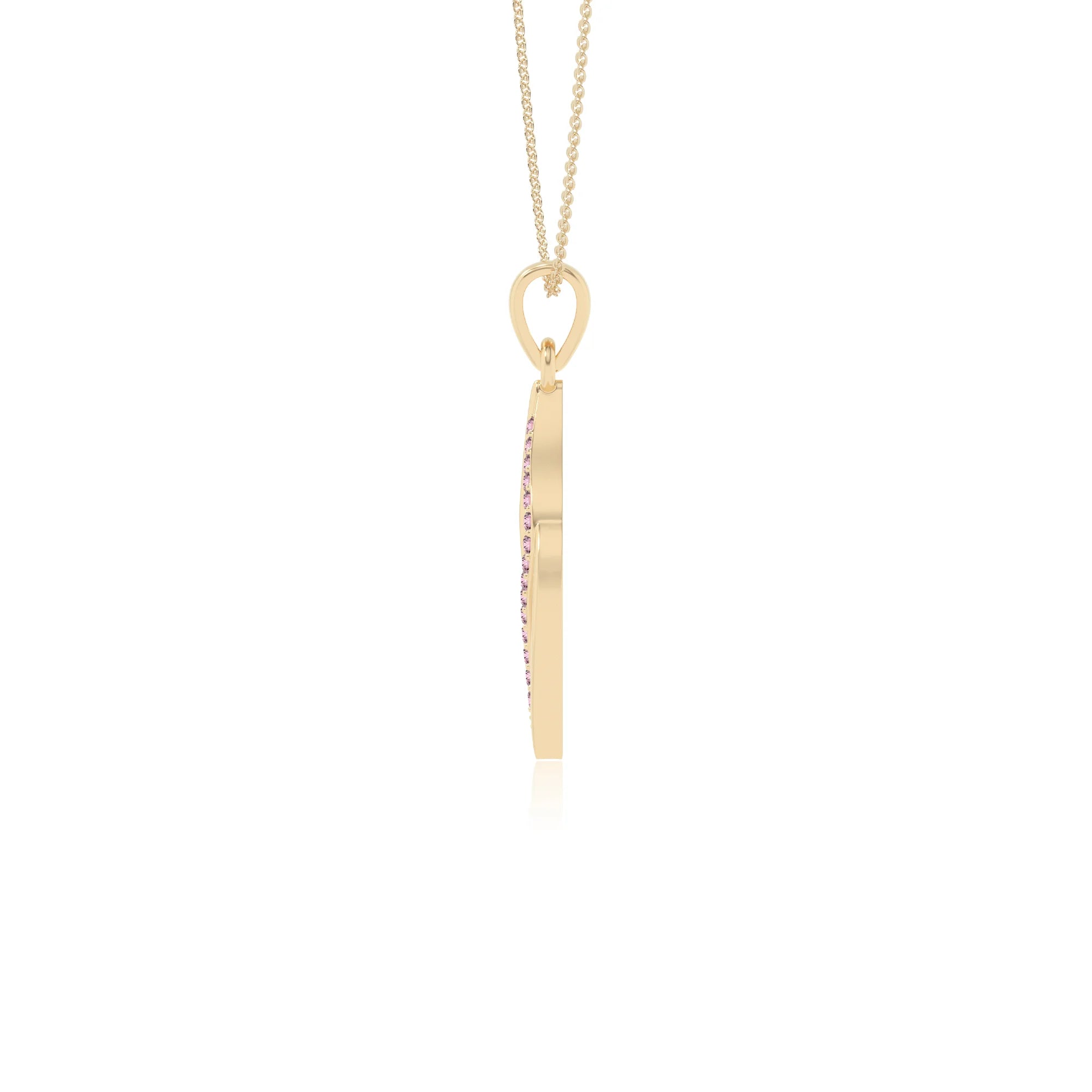natural pink-tourmaline leaf necklaces in yellow gold vermeil 