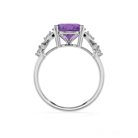 lab grown amethyst round criss cross solitaire engagement ring