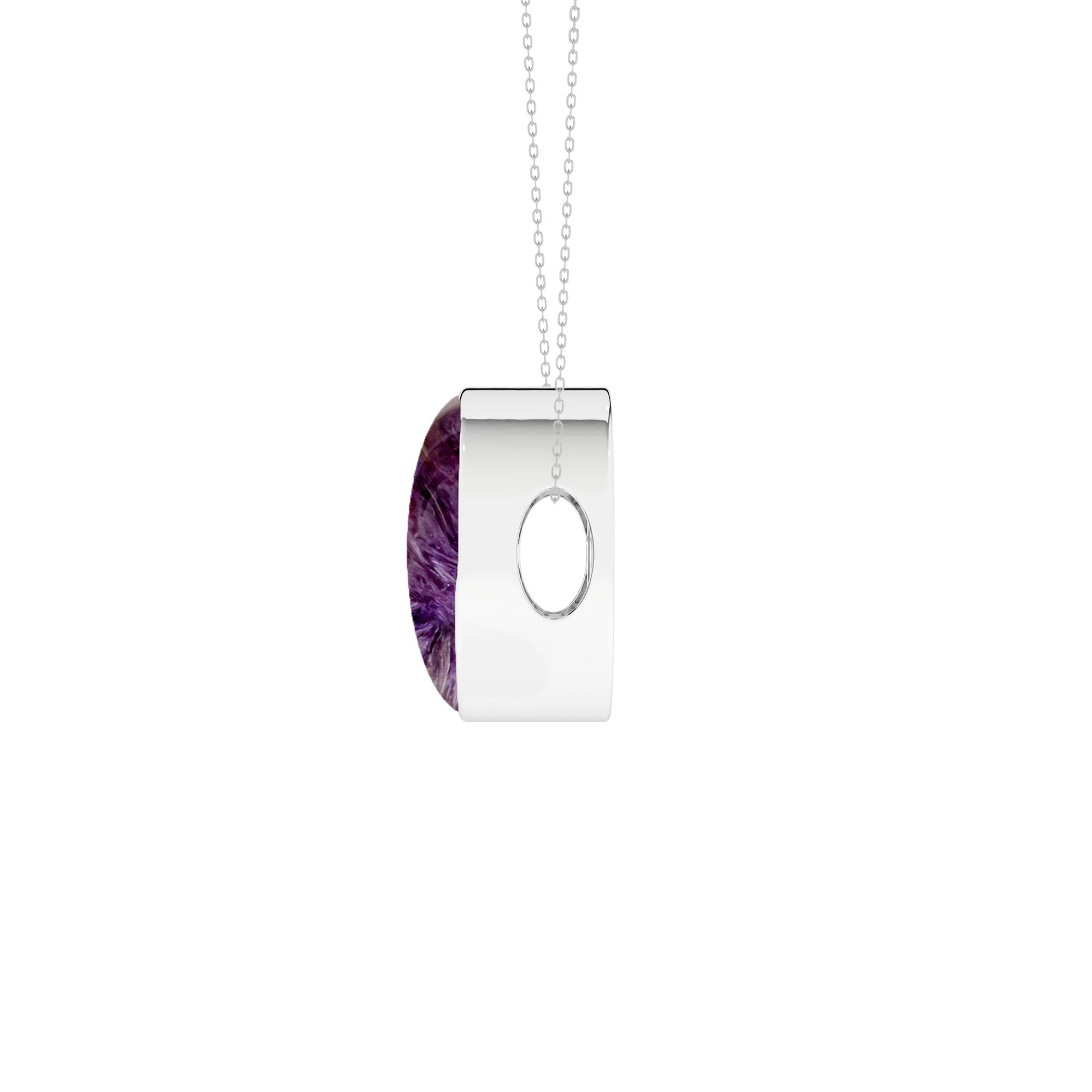 natural charoite round shape pendant necklace