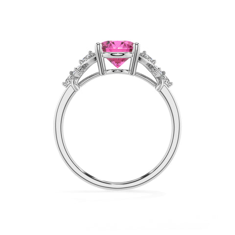 lab-grown pink-sapphire oval criss cross solitaire engagement ring