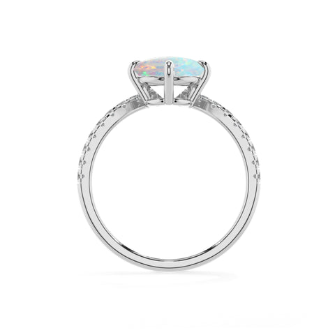 lab grown opal round solitaire engagement ring