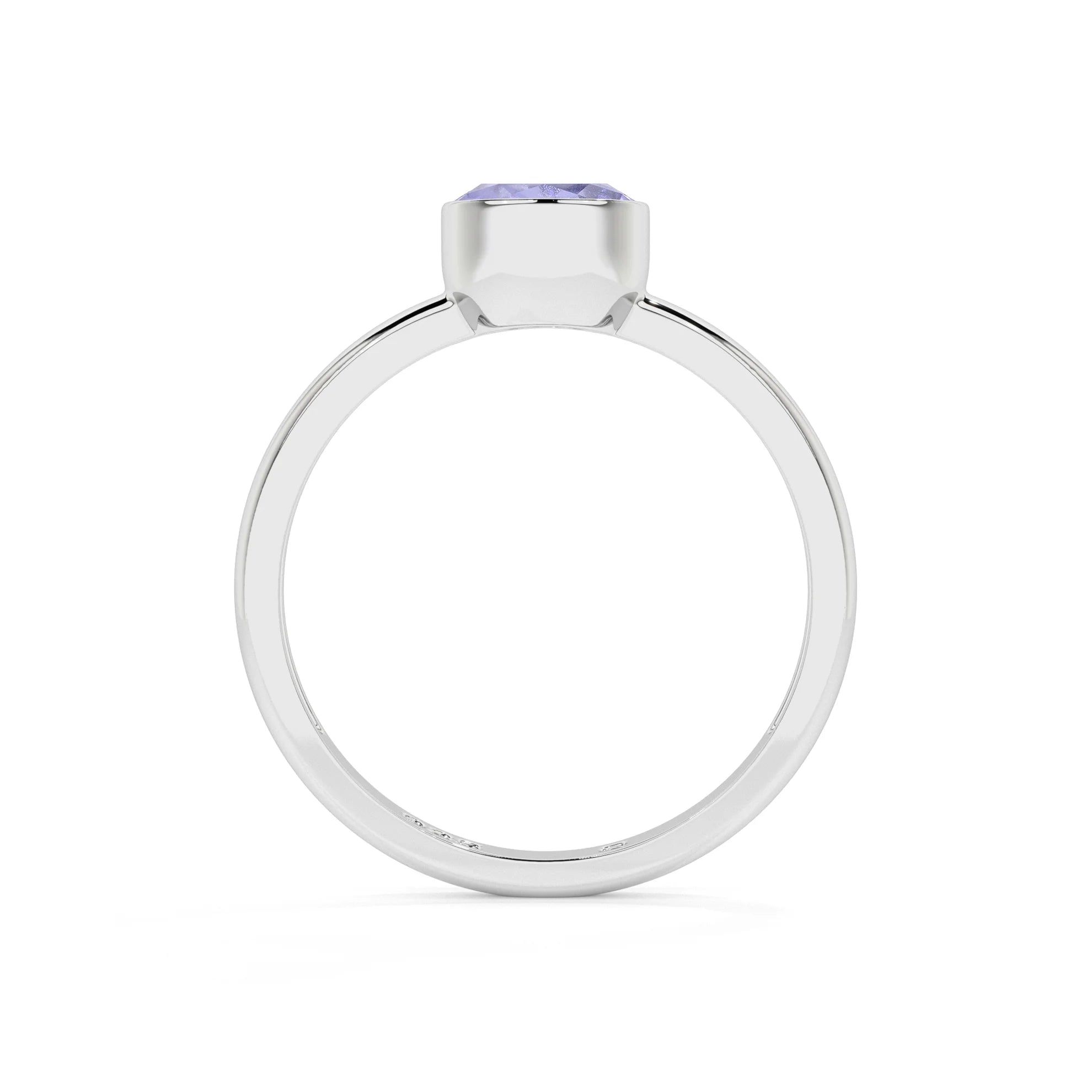 tanzanite round cut stackable bezel-set ring