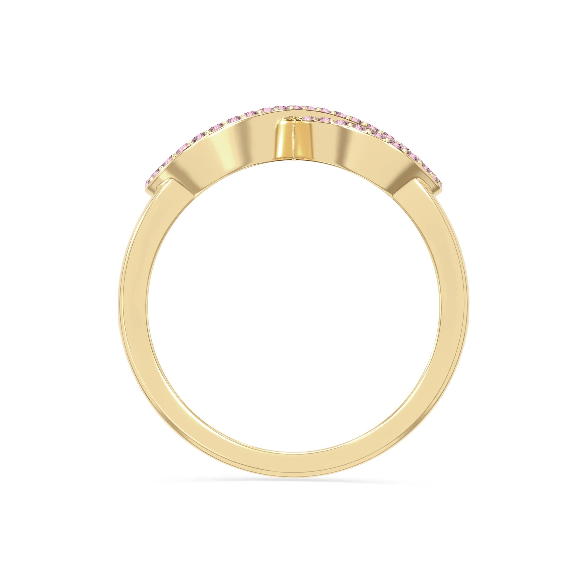 natural pink tourmaline infinity promise rings in yellow gold vermeil
