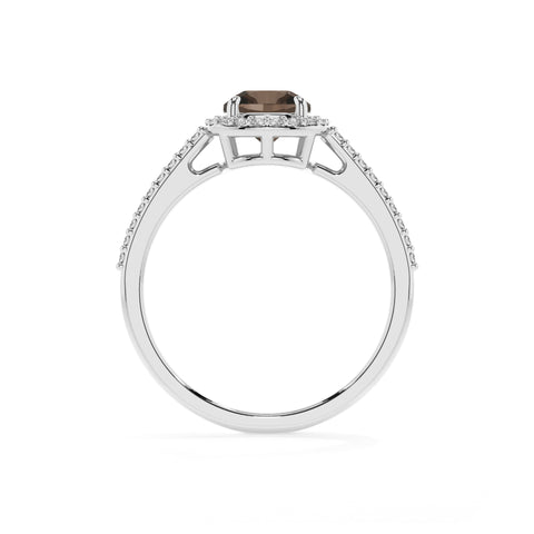 natural smoky-quartz cushion half eterity halo solitaire engagement ring