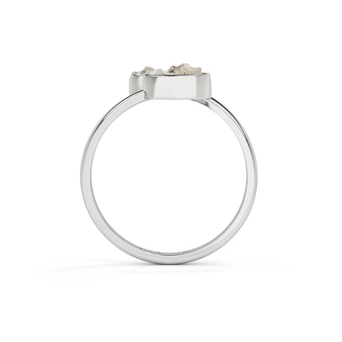 petroleum-quartz rough shape stackable bezel-set ring