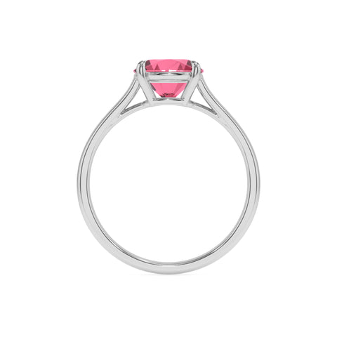 lab grown pink tourmaline round solitaire engagement ring