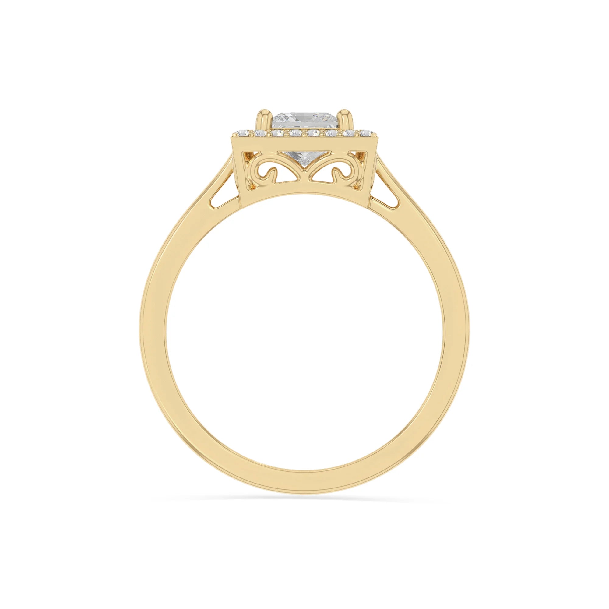 natural moissanite solitaire halo engagement rings in yellow gold vermeil