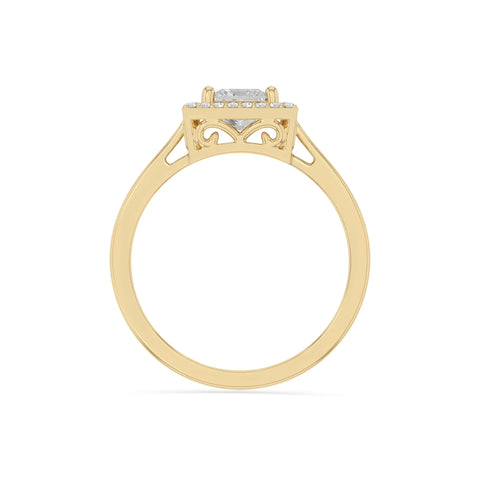 natural moissanite solitaire halo engagement rings in yellow gold vermeil