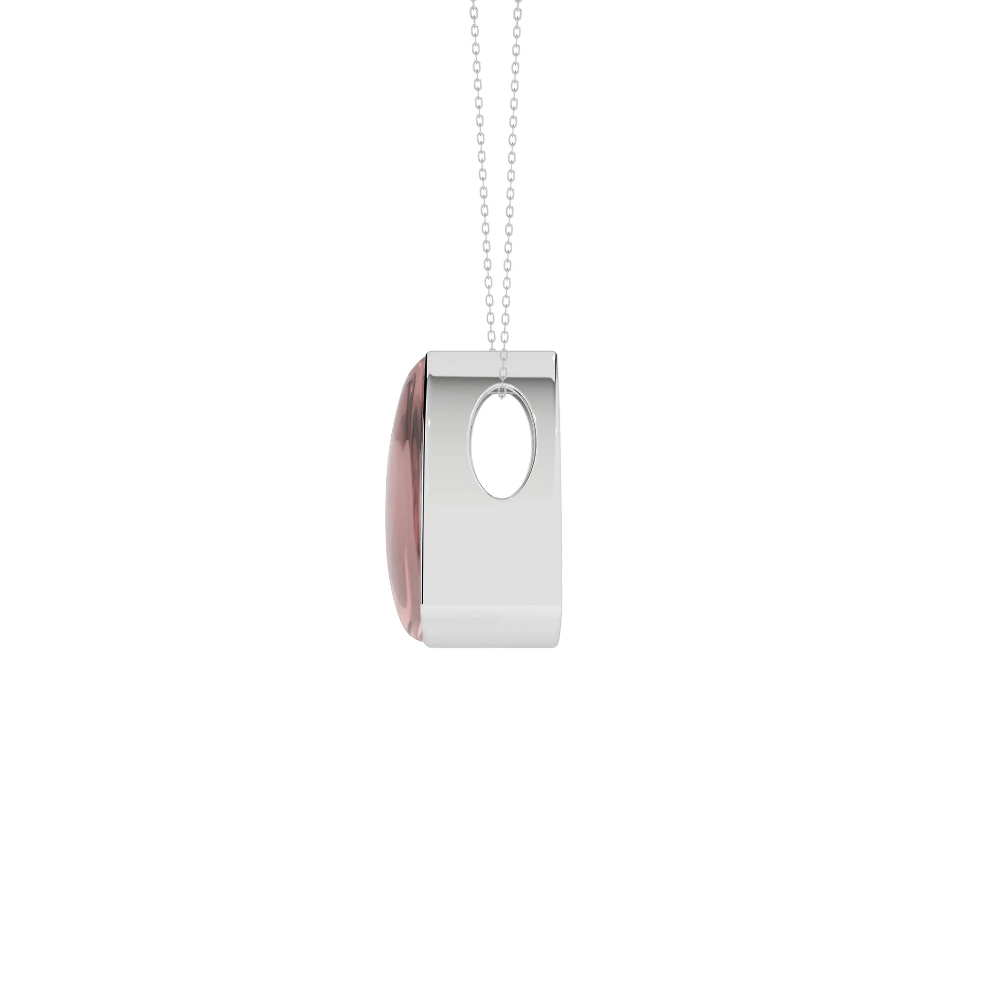 natural rose-quartz trillion shape pendant necklace