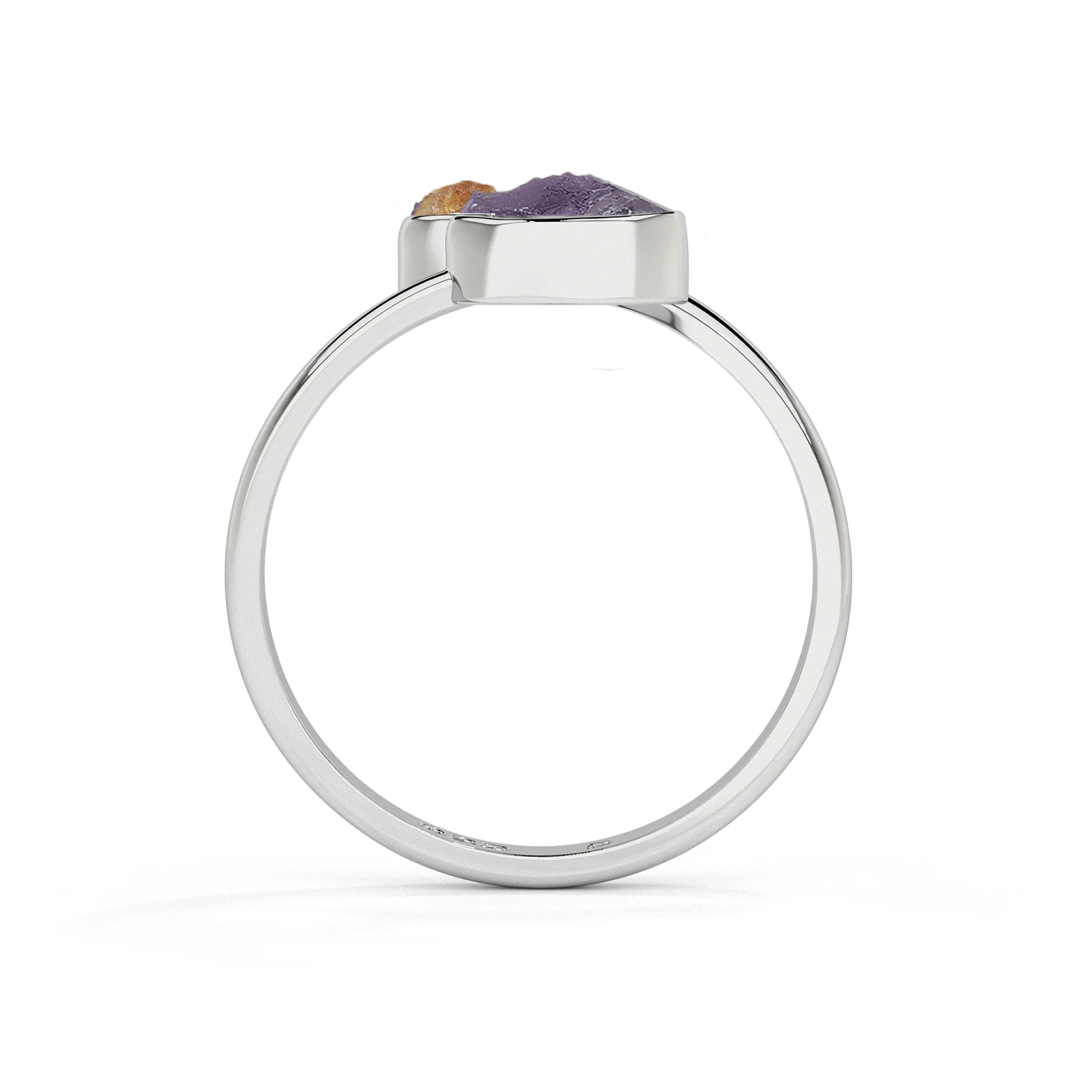 amethyst-citrine rough shape stackable bezel-set ring