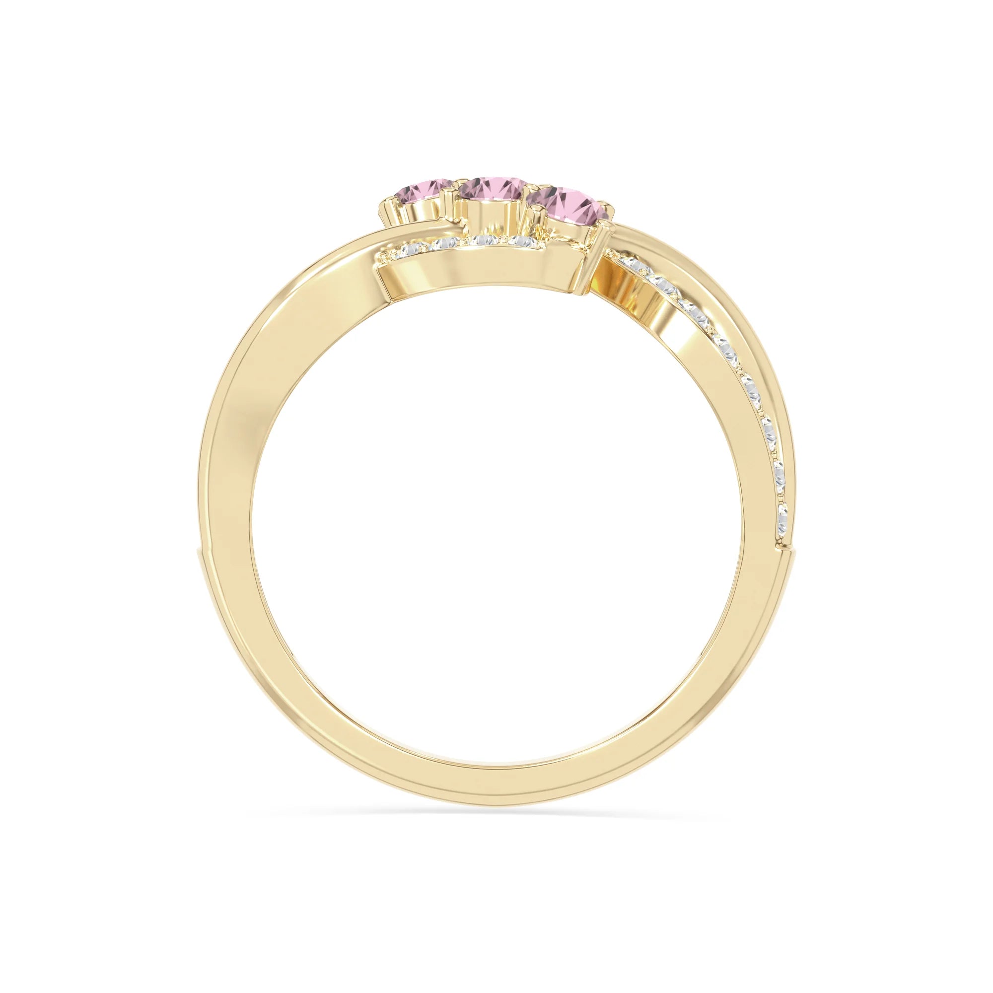 natural pink tourmaline infinity promise rings in yellow gold vermeil