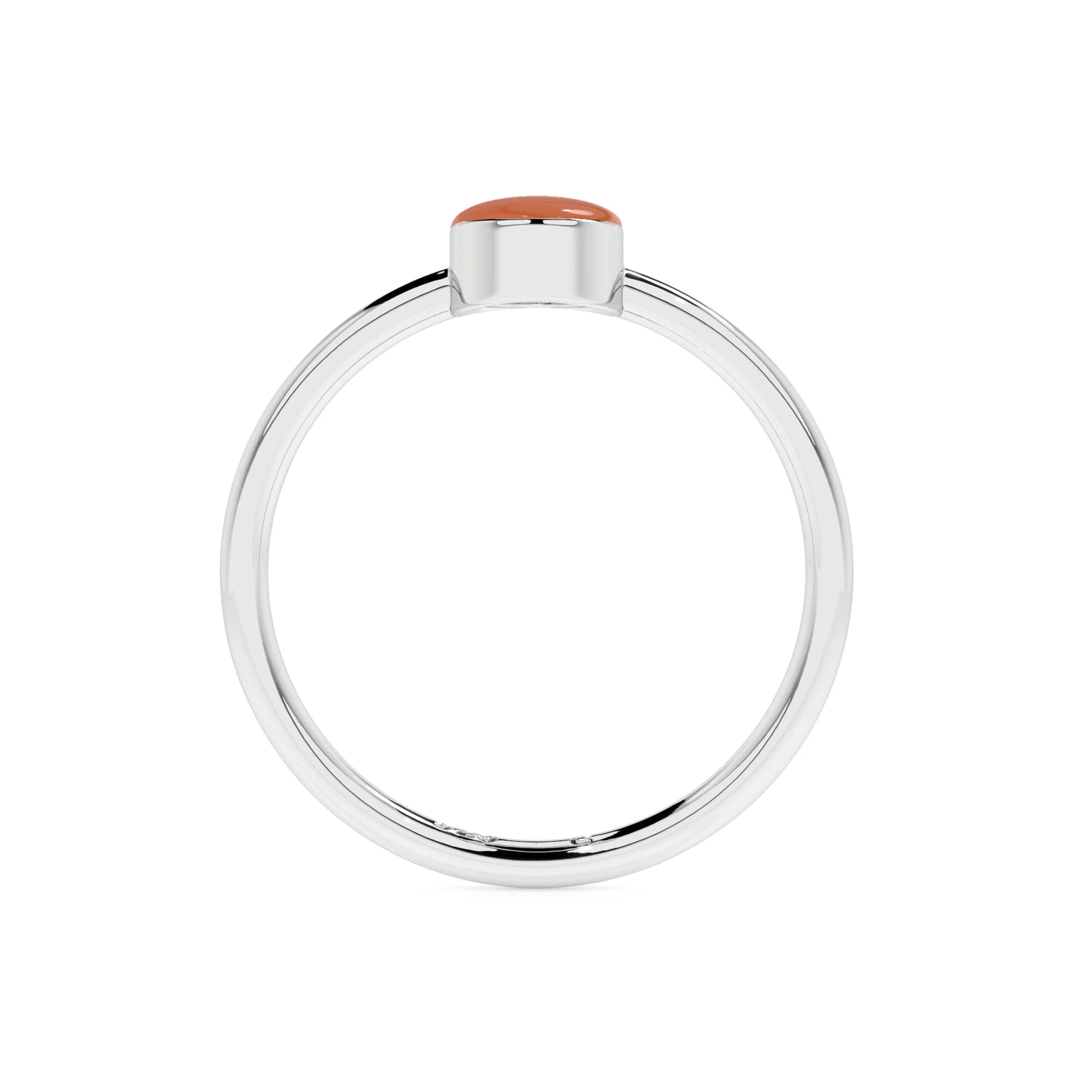 carnelian oval cab stackable bezel-set ring