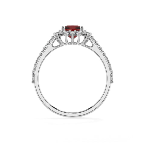 natural garnet cushion half eterity halo solitaire engagement ring