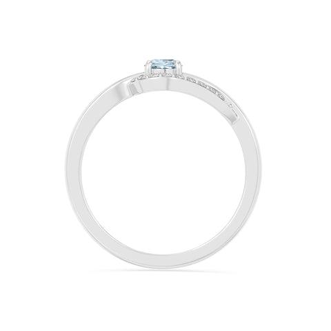 natural aquamarine infinity solitaire rings in sterling silver 