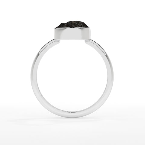 black-tourmaline rough shape stackable bezel-set ring