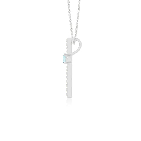 natural aquamarine cross necklaces in sterling silver 