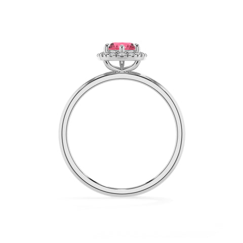 lab-grown pink-tourmaline pear halo solitaire engagement ring