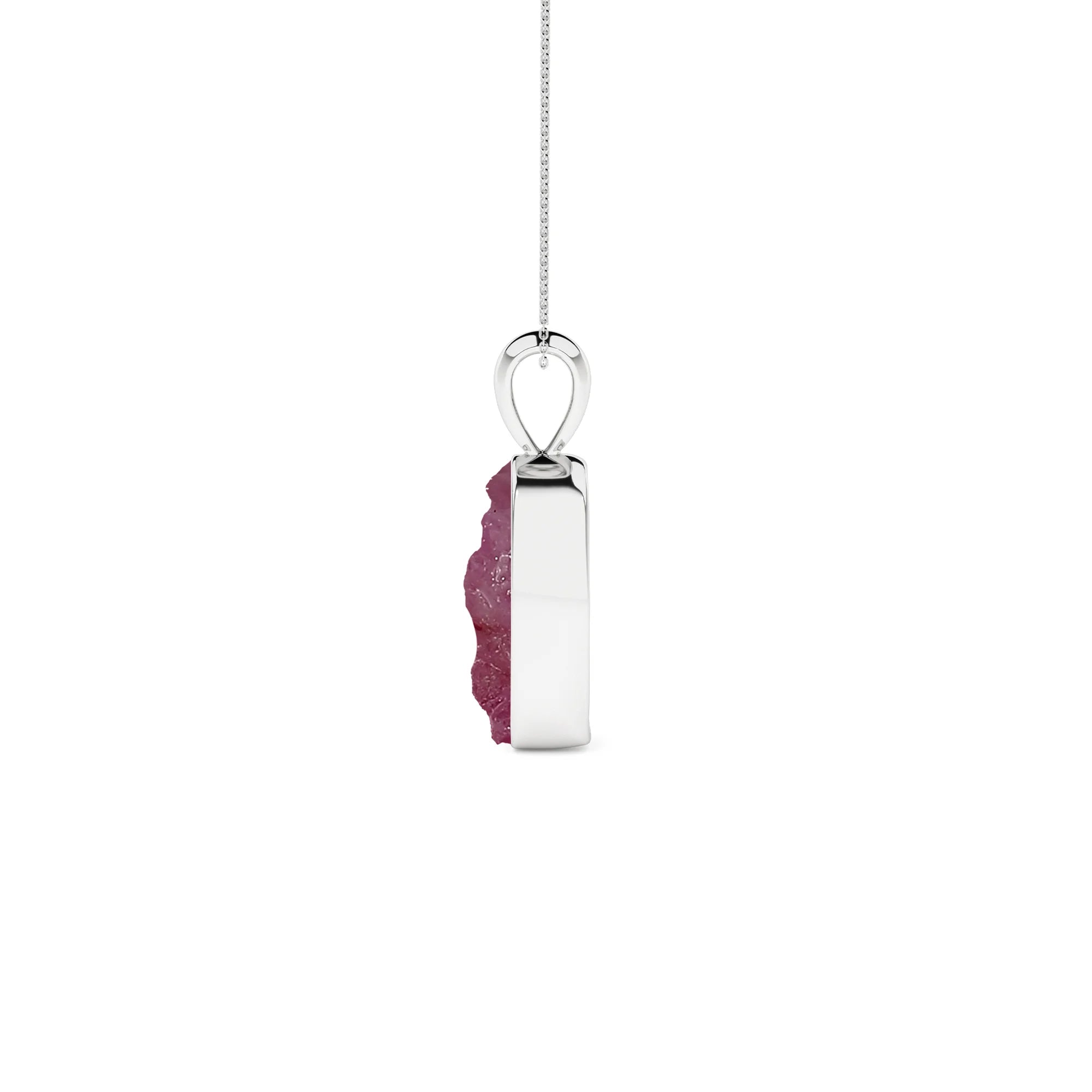 natural ruby rough shape pendant necklace