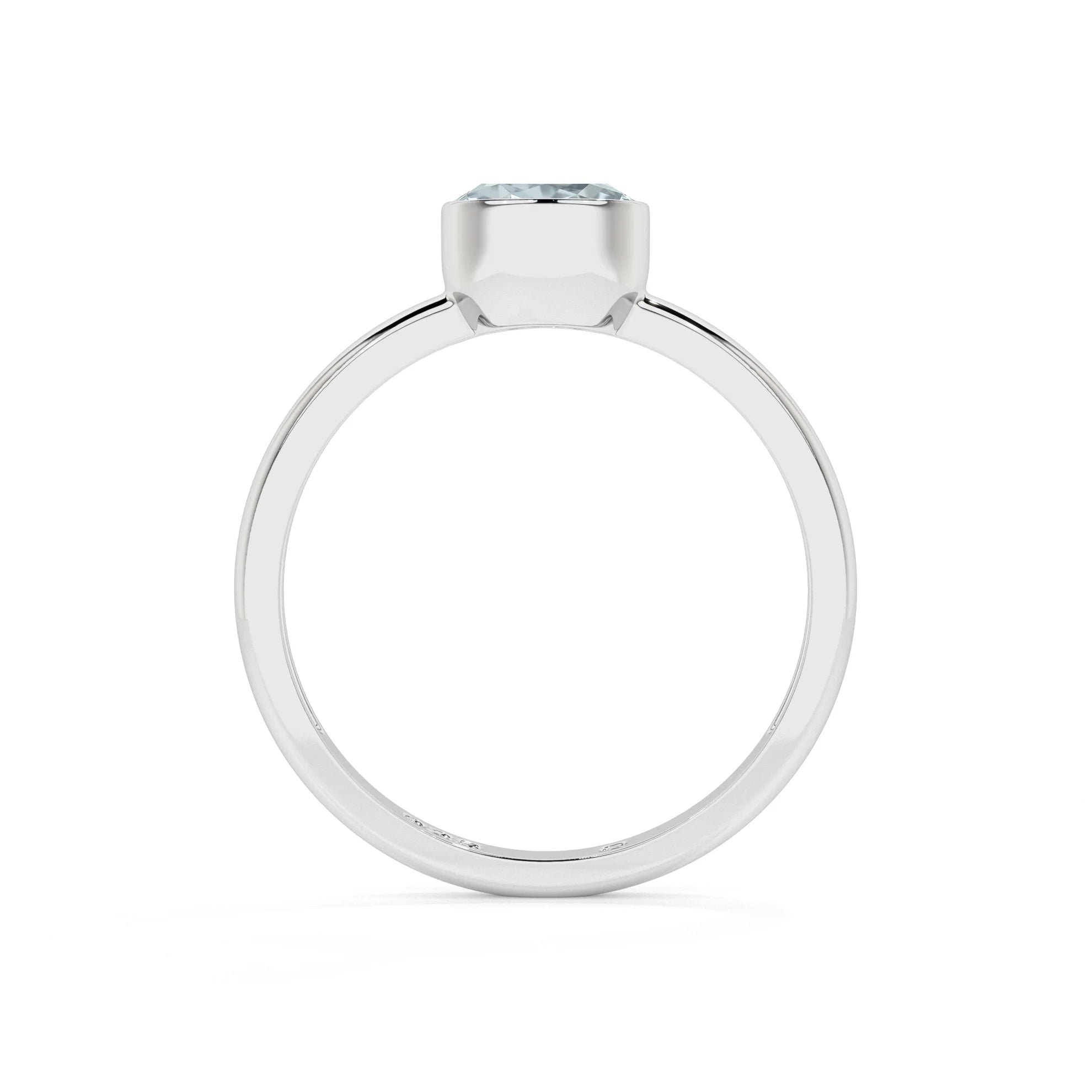 aquamarine round cut stackable bezel-set ring