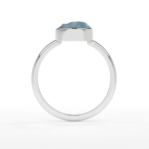 rainbow-moonstone rough shape stackable bezel-set ring