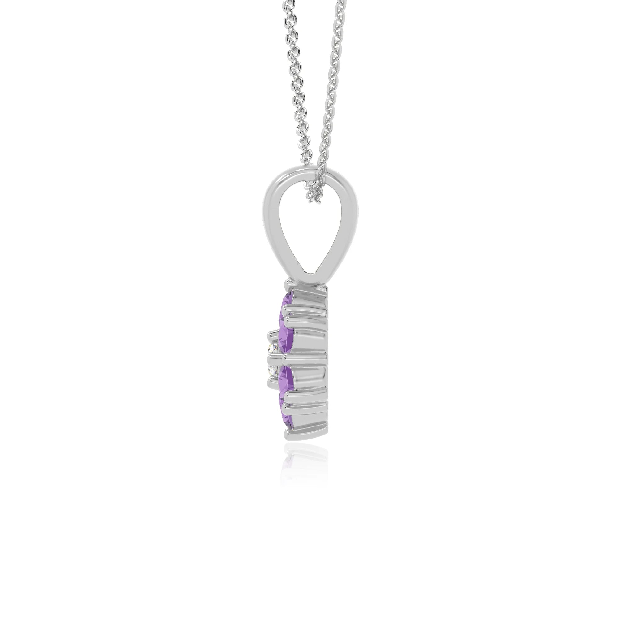 natural amethyst flower necklaces in sterling silver 