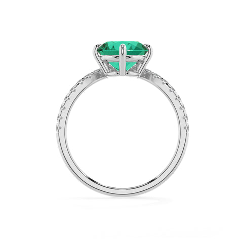 lab-grown emerald round solitaire engagement ring