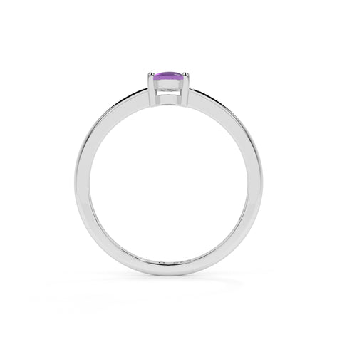 amethyst oval cab stackable prong-set ring