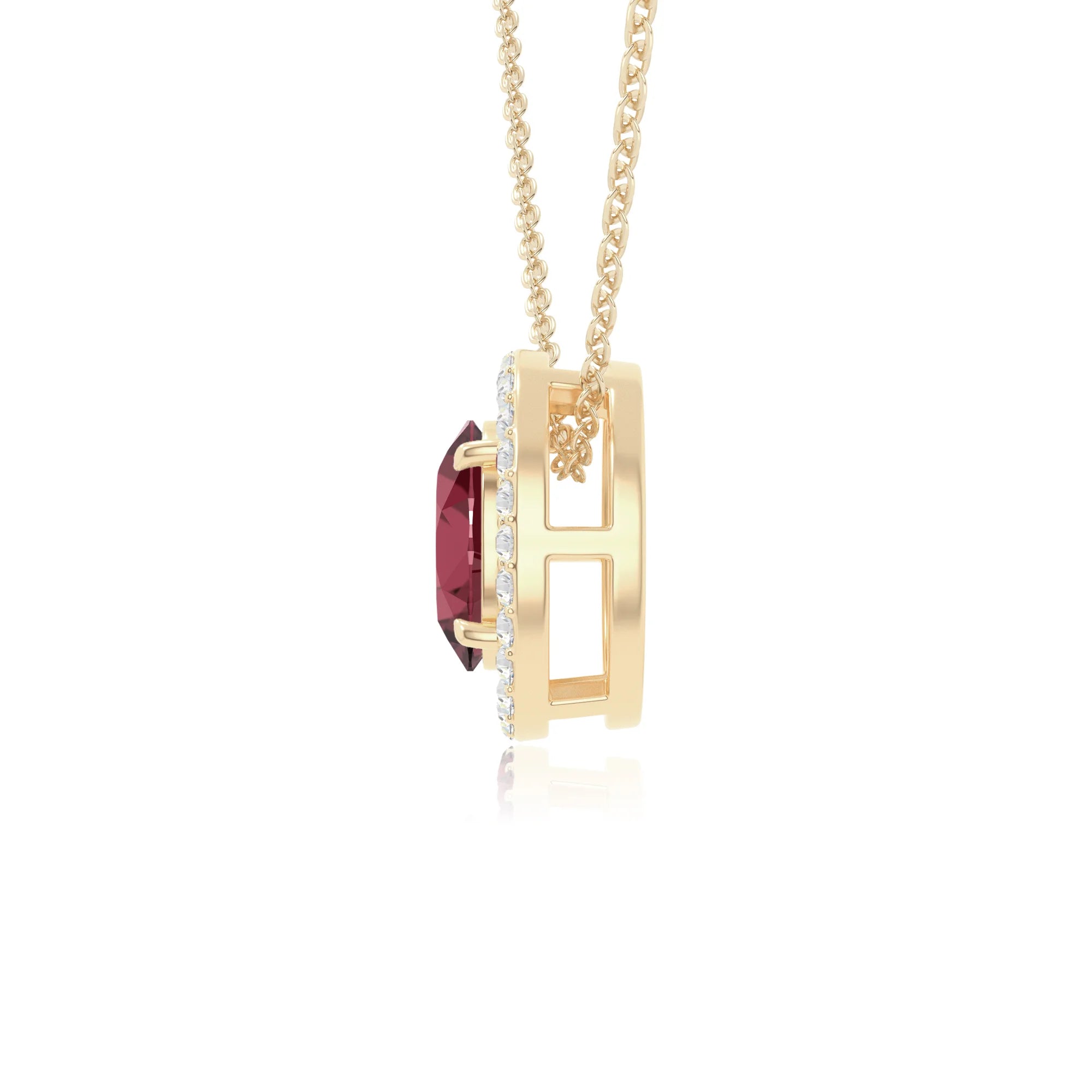 natural ruby solitaire halo necklaces in yellow gold vermeil 