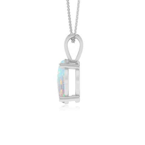 lab grown opal pear shape solitaire v-bale pendant necklace