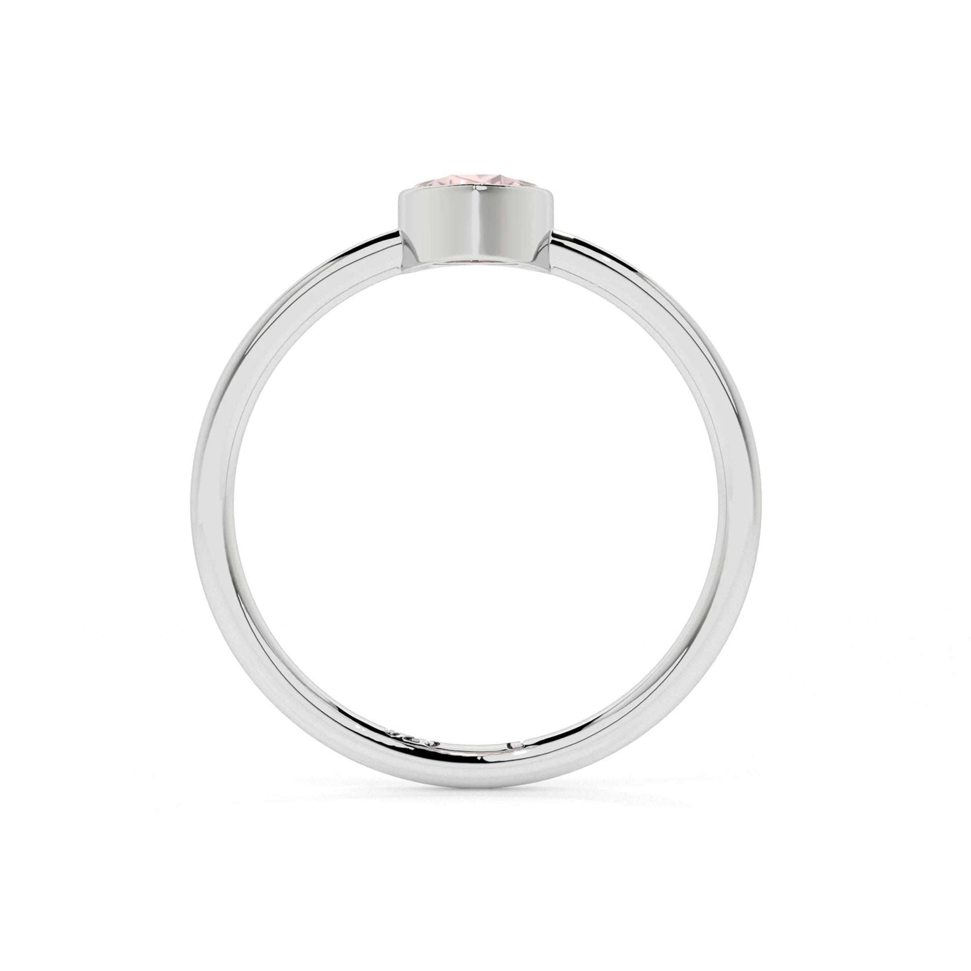 rose quartz pear cut stackable bezel-set ring