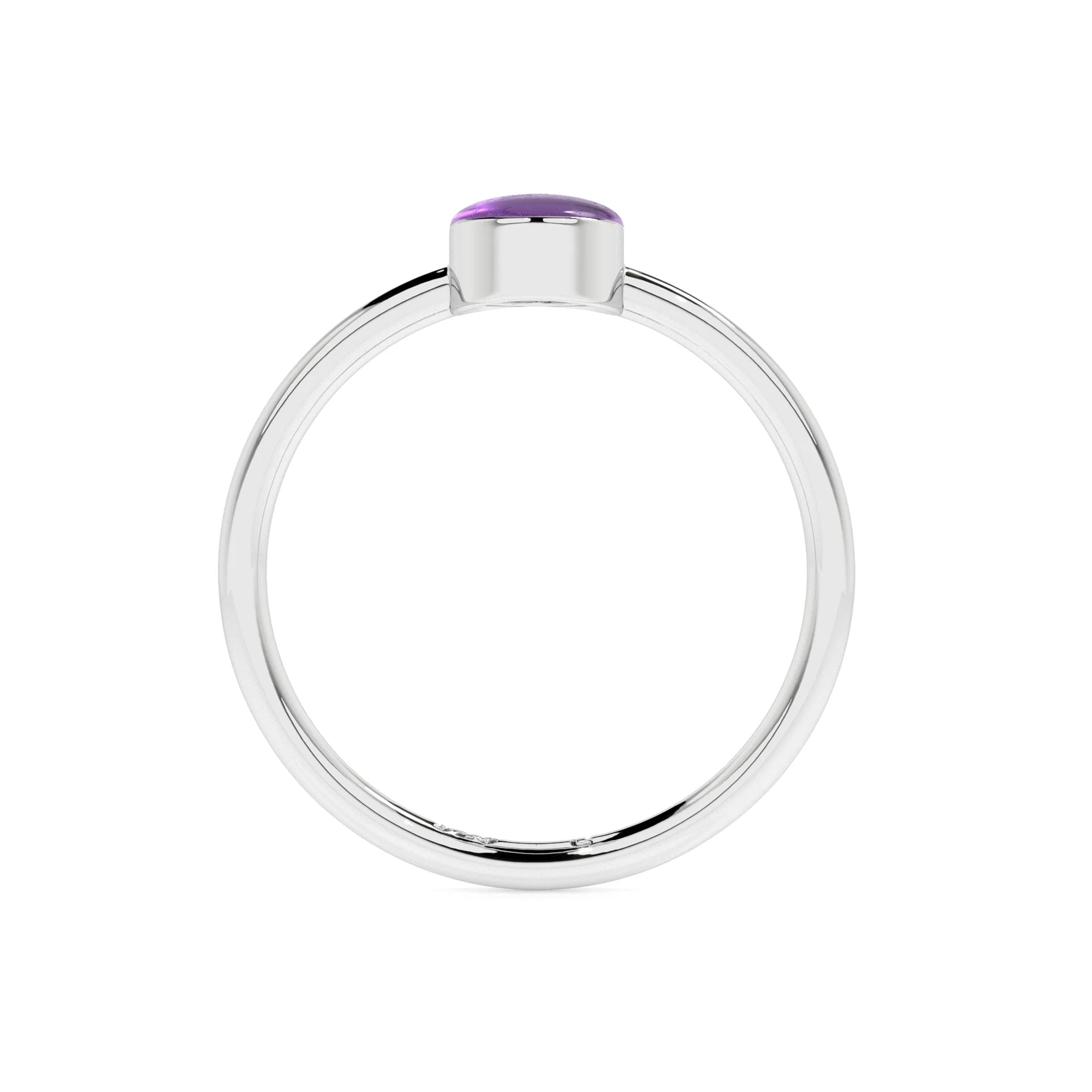 amethyst oval cab stackable bezel-set ring