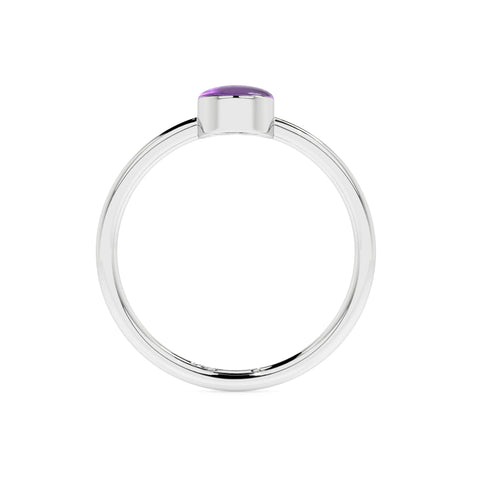 amethyst oval cab stackable bezel-set ring