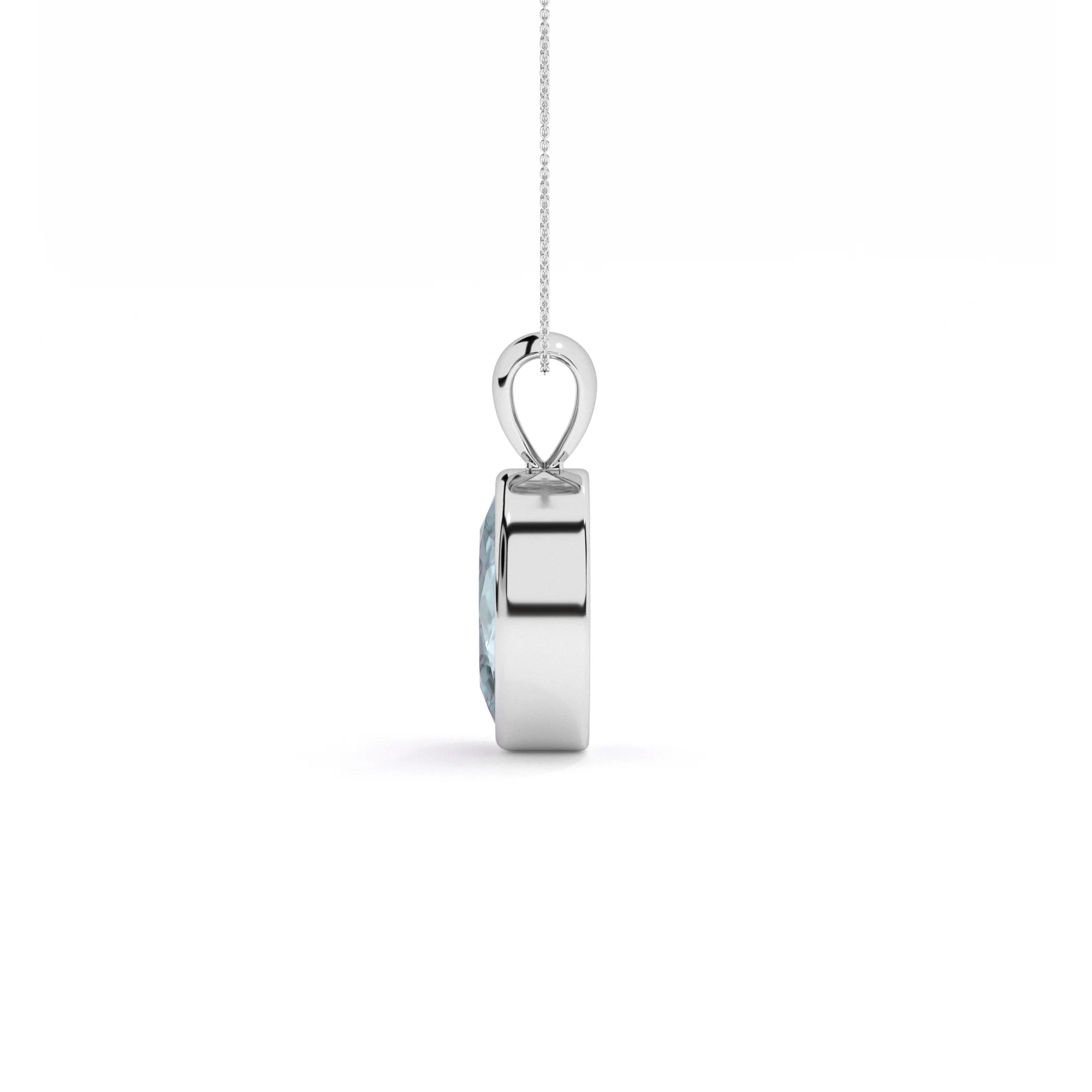 natural aquamarine oval shape pendant necklace