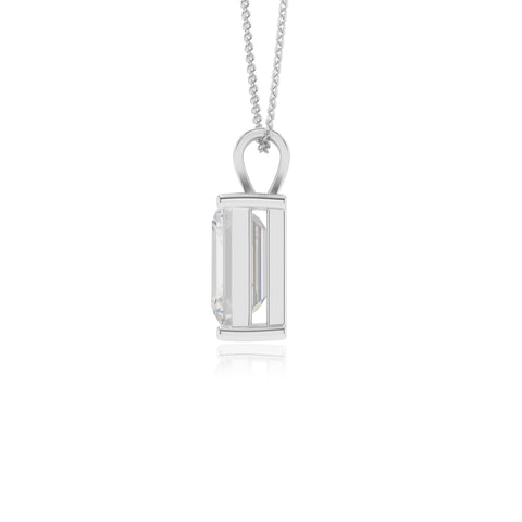 lab grown moissanite emerald-cut shape solitaire v-bale pendant necklace