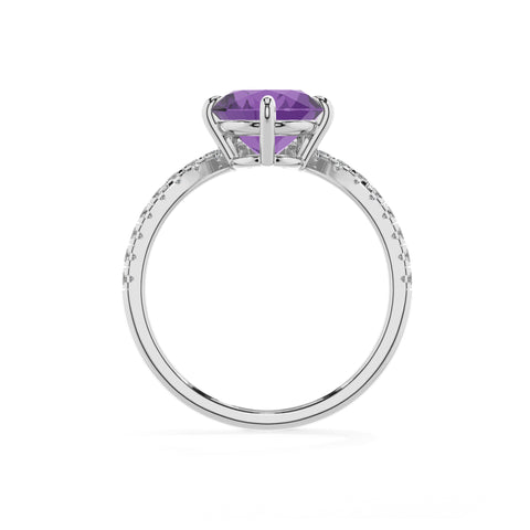 lab grown amethyst round solitaire engagement ring