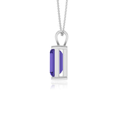 lab grown tanzanite emerald-cut shape solitaire v-bale pendant necklace