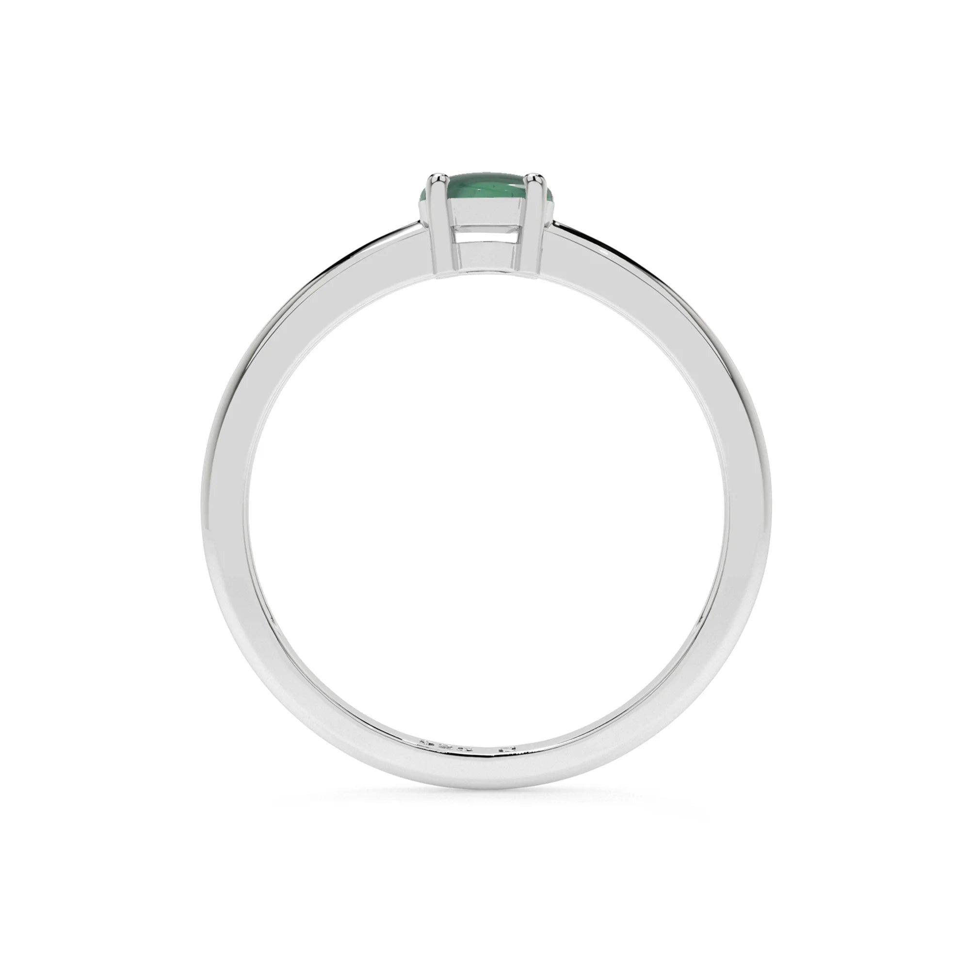 malachite round cab stackable prong-set ring