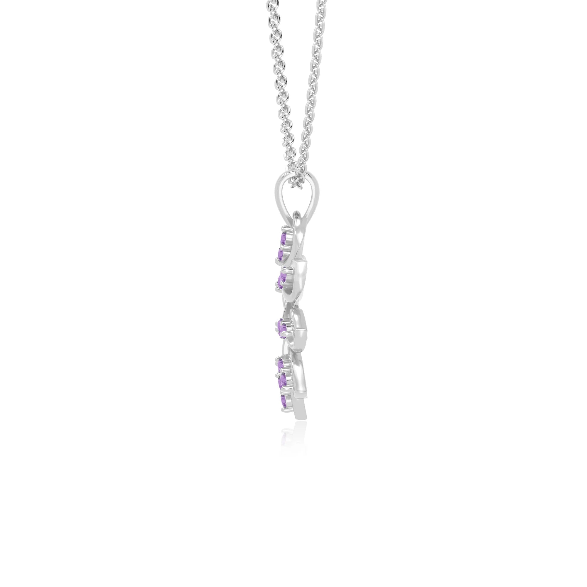 natural amethyst flower necklaces in sterling silver 