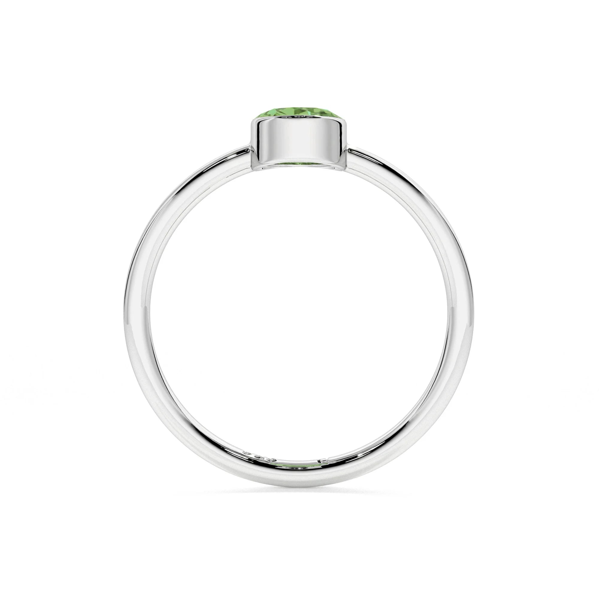 chrome diopside oval cut stackable bezel-set ring