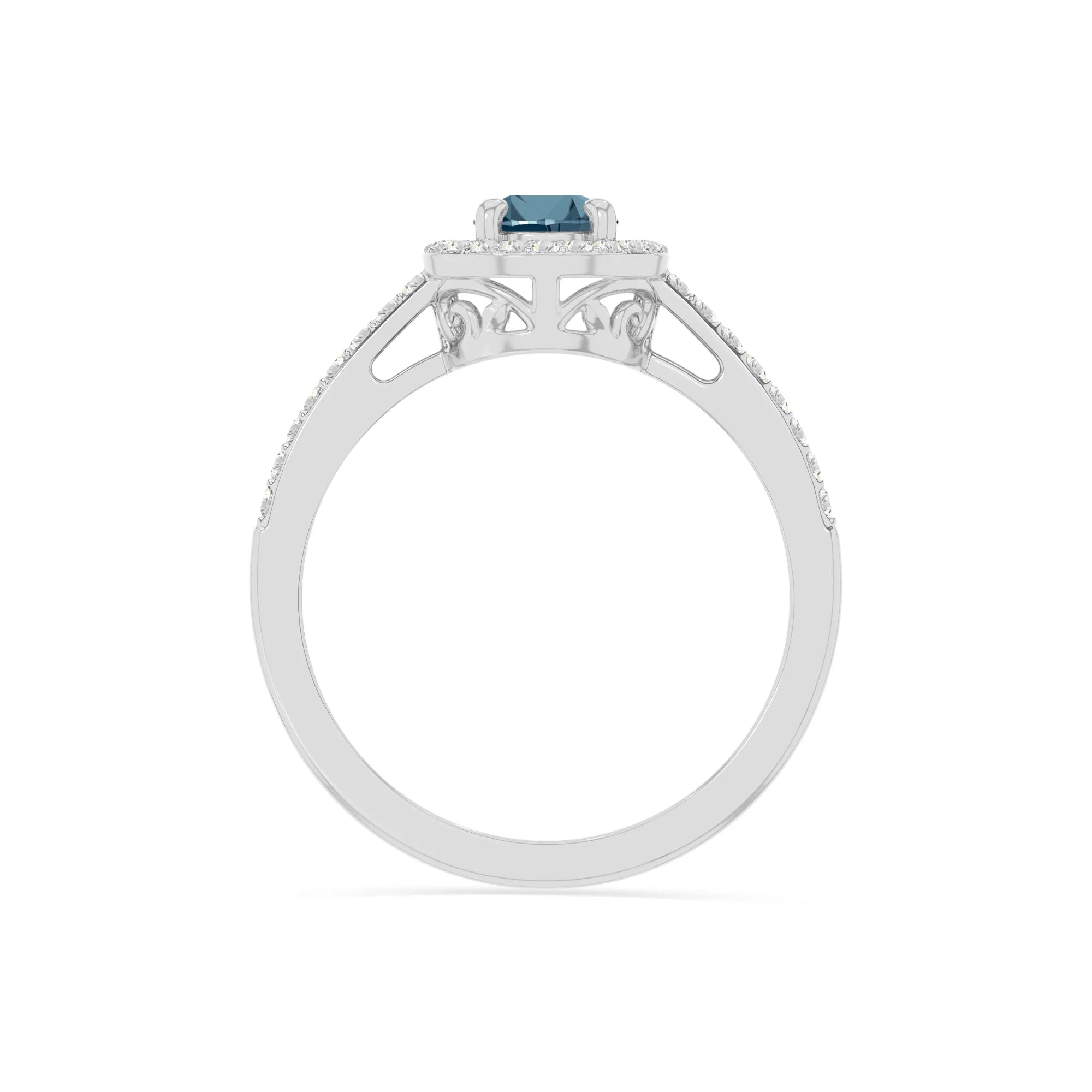 natural london blue topaz solitaire halo engagement rings in sterling silver 