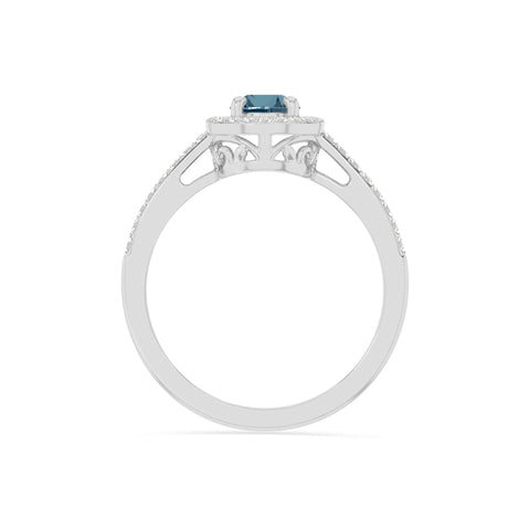 natural london blue topaz solitaire halo engagement rings in sterling silver 