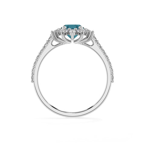 natural london blue topaz oval half eterity halo solitaire engagement ring