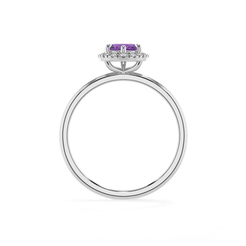 lab grown amethyst pear halo solitaire engagement ring