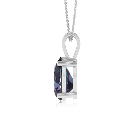 lab grown alexandrite pear shape solitaire v-bale pendant necklace