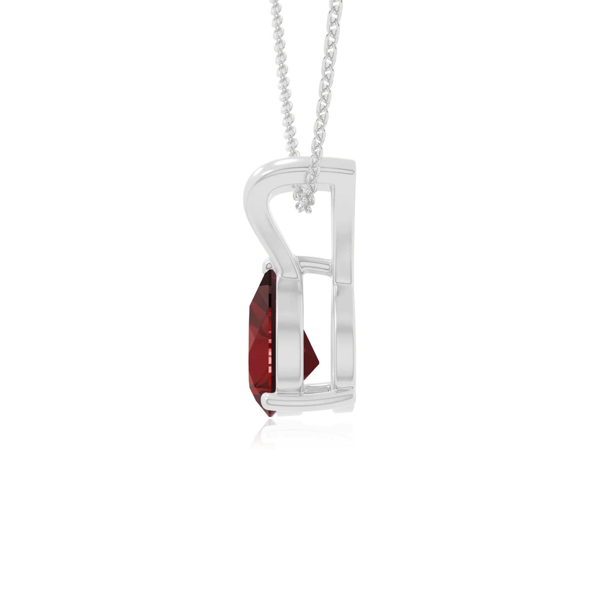 natural garnet v-bale solitaire necklaces in sterling silver 