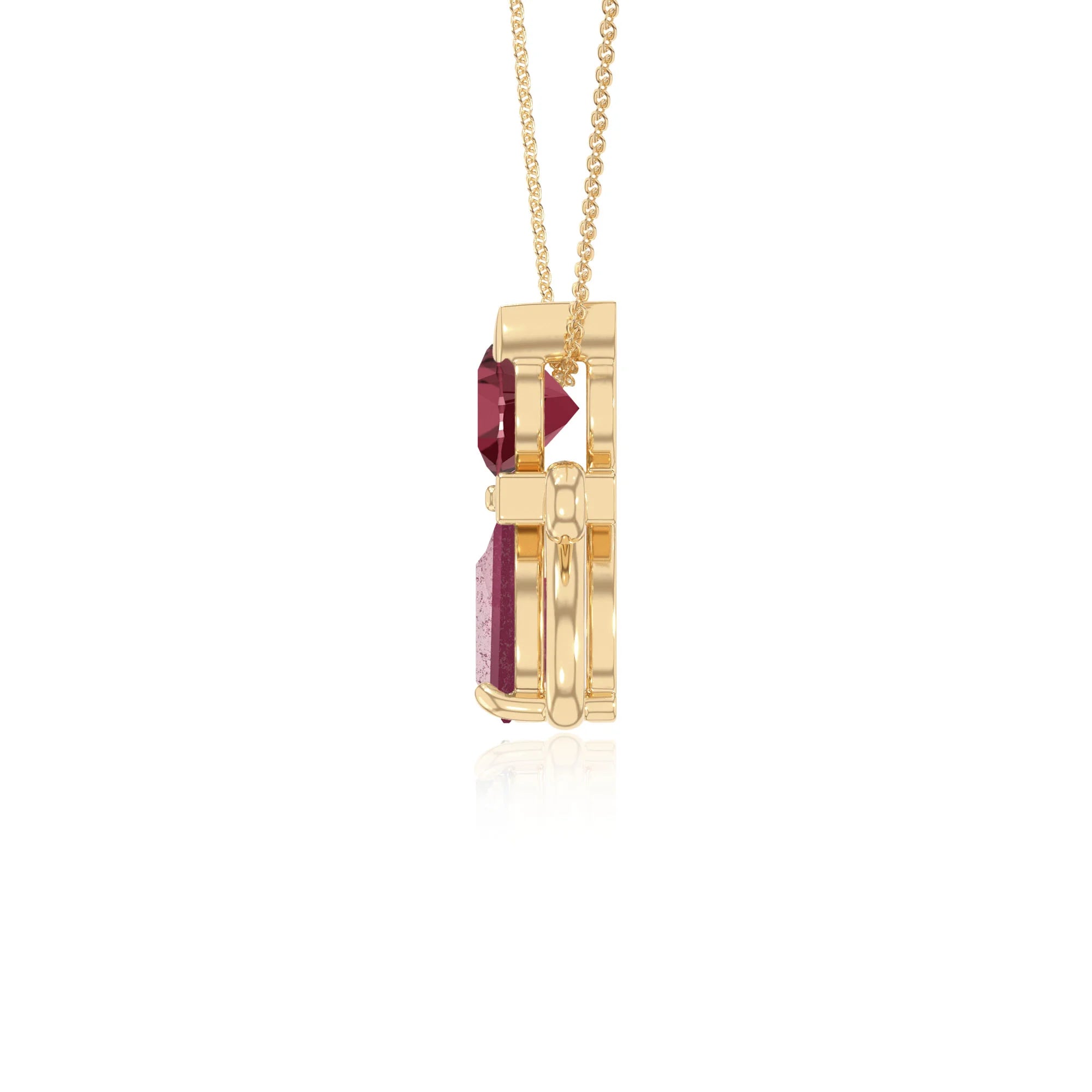 natural ruby cat necklaces in yellow gold vermeil 