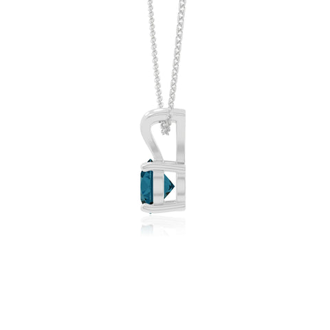 natural london-blue-topaz v-bale solitaire necklaces in sterling silver 